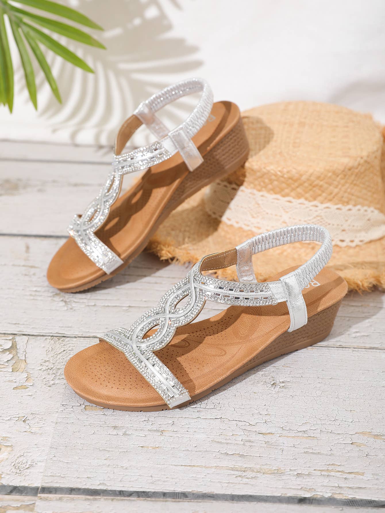Rentoes – wholesale Sandals – Women's – Ladies' Full Diamante Braided Strap Wedged Sandal JS698-3122