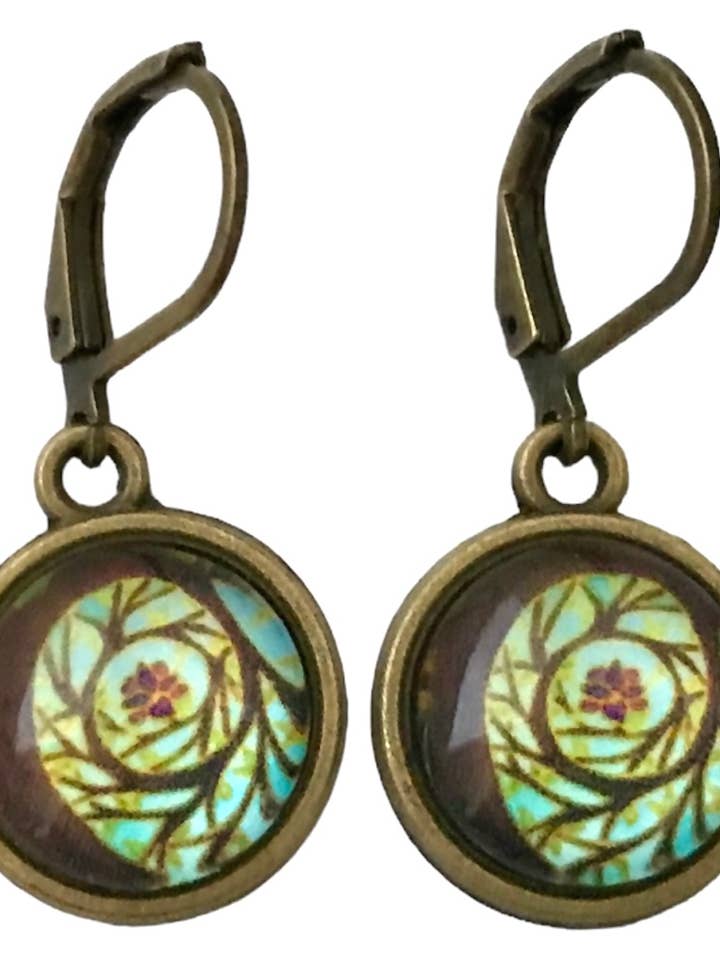 Photo Glass Brown Swirl Tree Earrings for wholesale by Dreamspirit