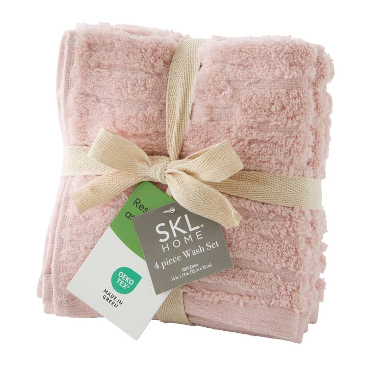 CloudSoft Cotton Luxury 4-Piece Washcloth Set, Blush for wholesale by SKL HOME