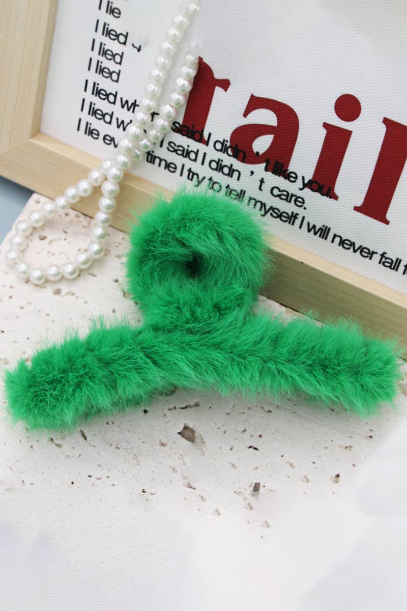 ACCITY - Wholesale Hair Clip - Women's - MULTICOLOR FAUX RABBIT FUR HAIR CLAW CLIP TWIST_CWAHA015311