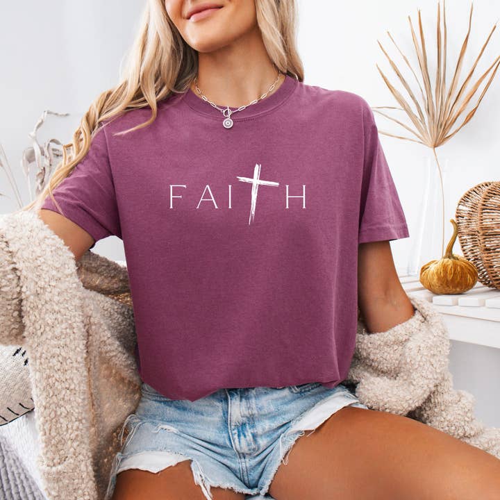 Wholehearted Motherhood and Co. - Wholesale Screen Printed T-Shirt - Women's - Faith Tee - Christian Western Graphic Tee - Summer Tee