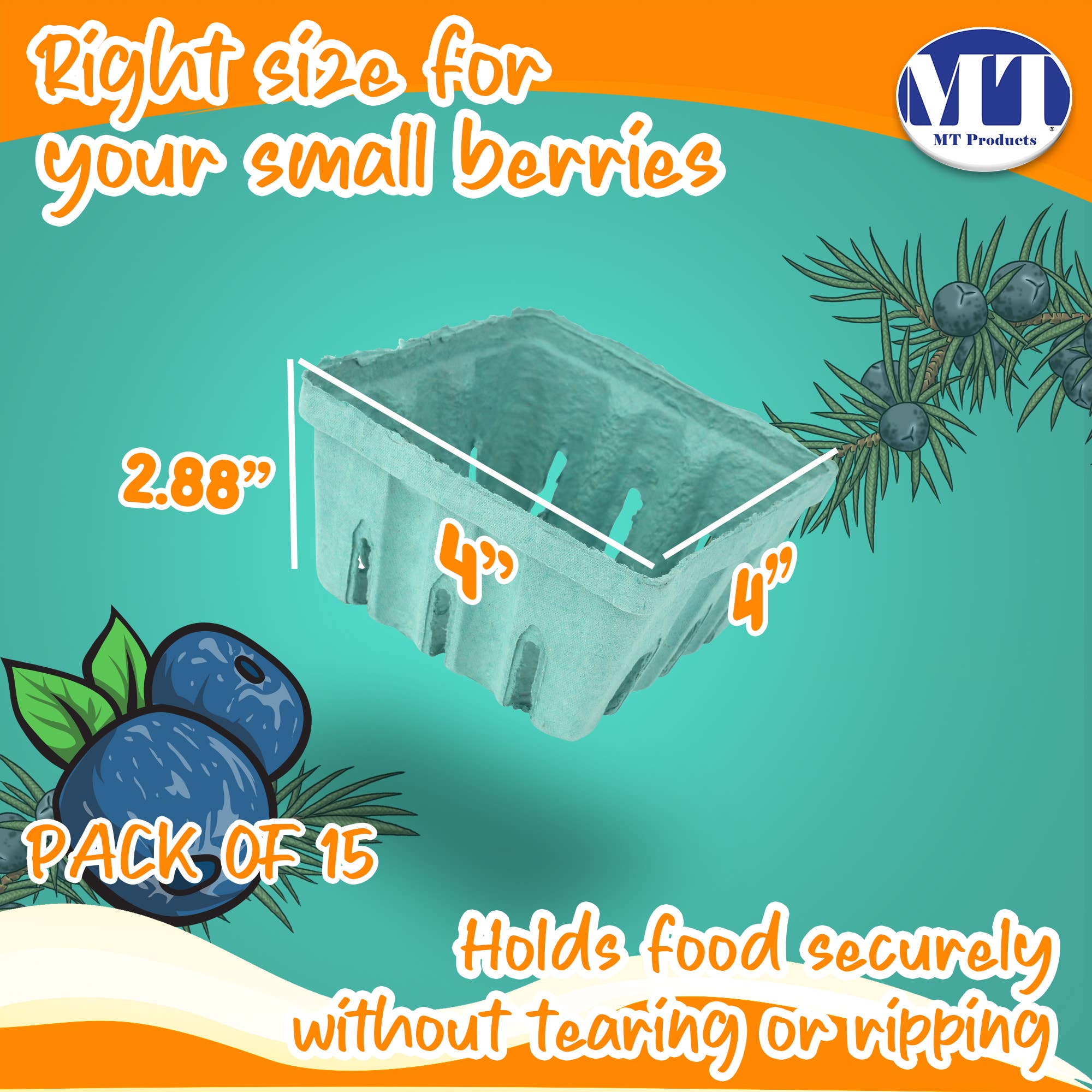 MT Products - Wholesale Fruit Basket - MT Products Green Vented Produce Berry Basket10