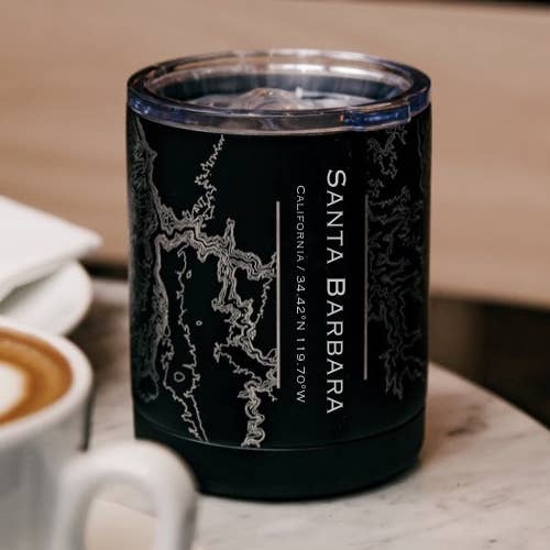 JACE.design - Wholesale Insulated Mug/Tumbler - Santa Barbara CA Map Insulated Cup in Matte Black0