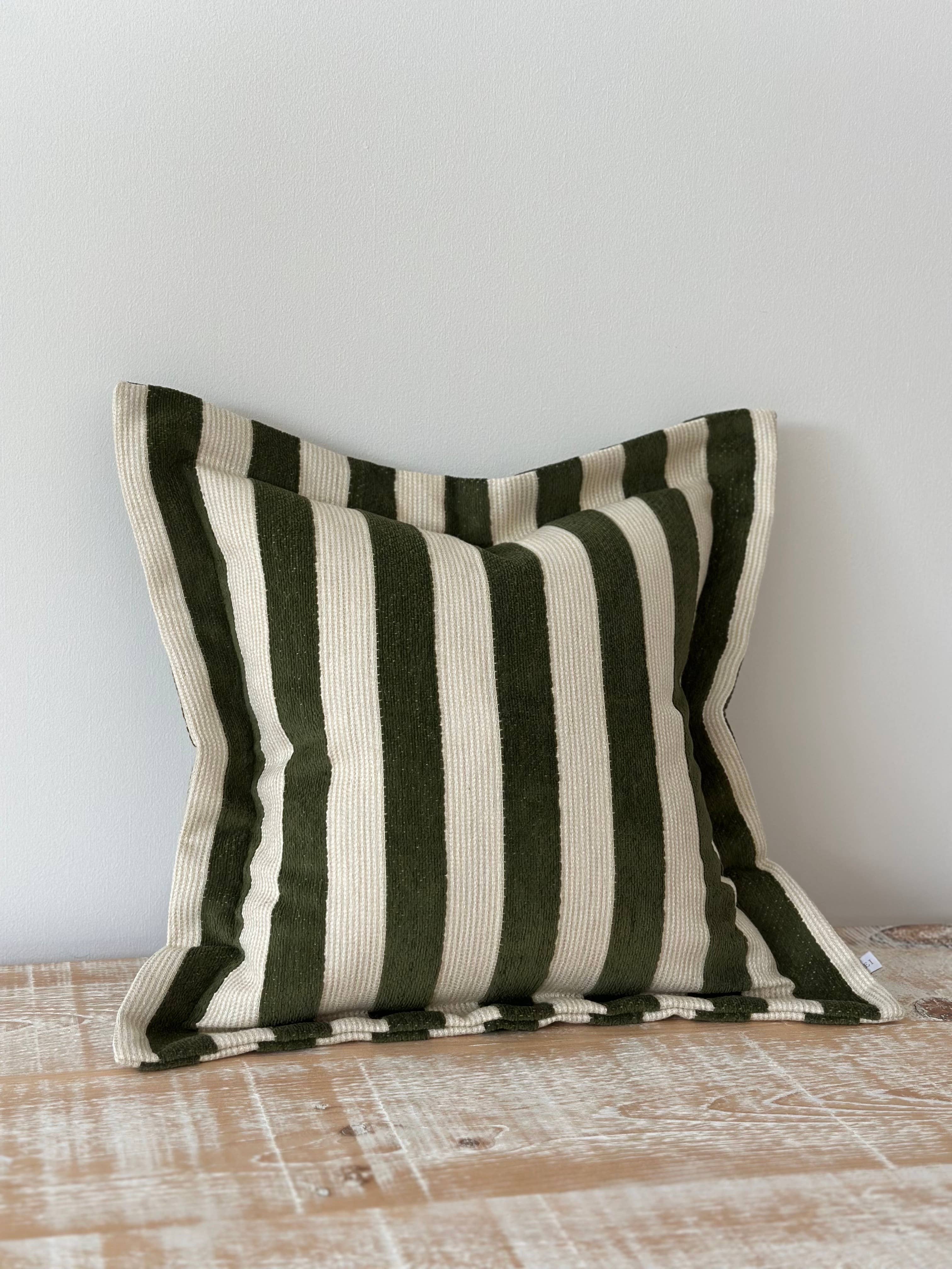 Ellenvale Trade - Wholesale Throw Pillow Cover - Orla Olive Green Stripe Cushion 45x45cm2
