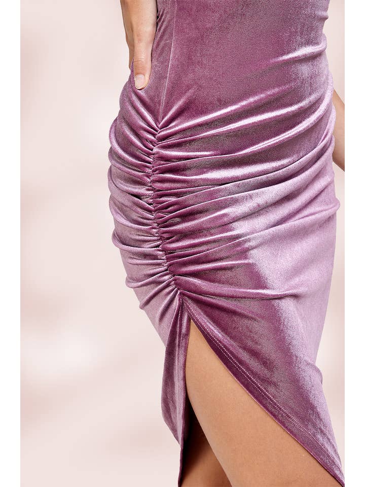 MILEY + MOLLY - Wholesale Dress - Women's - Velvet Spaghetti Strap V-Neck Midi dress8