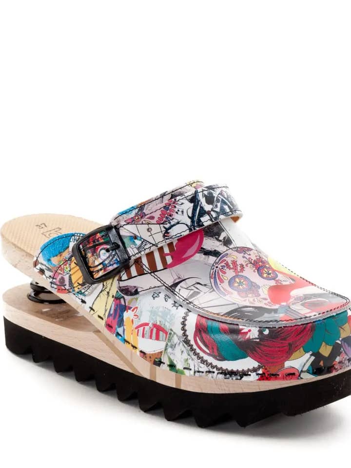 WOODEN CLOGS WITH SPRING BALDO 23-19 COMIC for wholesale by West Rose abbigliamento professionale