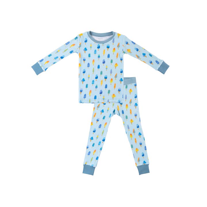 Toddler/Kids Bamboo Pajamas - Blue Popsicle for wholesale by Dreamland Baby