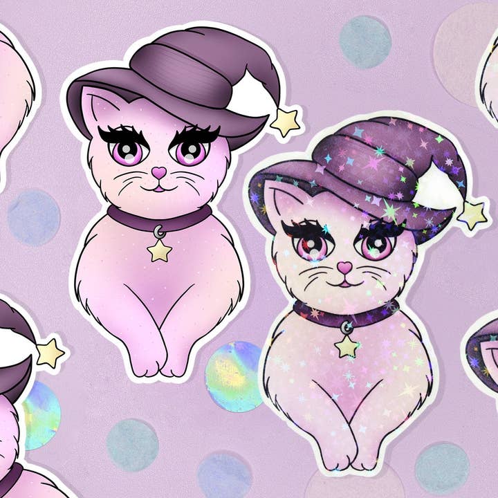 Witchy cat stickers/Kawaii Cute Witch for wholesale by LorenaxAngelina