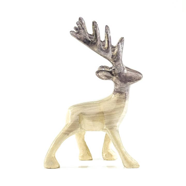 Geborsteld zilveren hert groot 14 cm voor wholesale door Tilnar Art