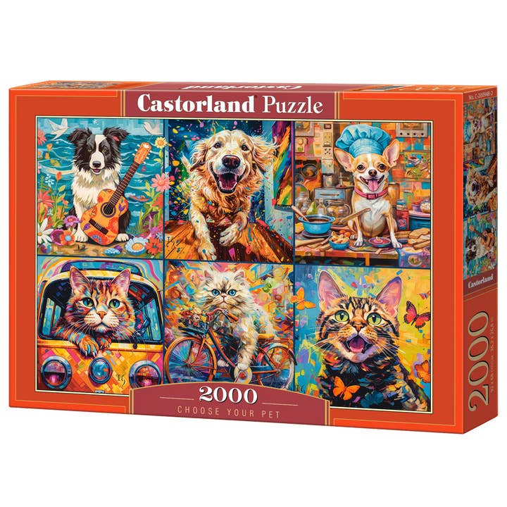 CASTORLAND by Bridge Toys - Wholesale Puzzel - Volwassene - Legpuzzel van 2000 stukjes, kies je huisdier, puzzel met dieren, hondencollage, puzzel voor volwassenen, Castorland C-200948-2
