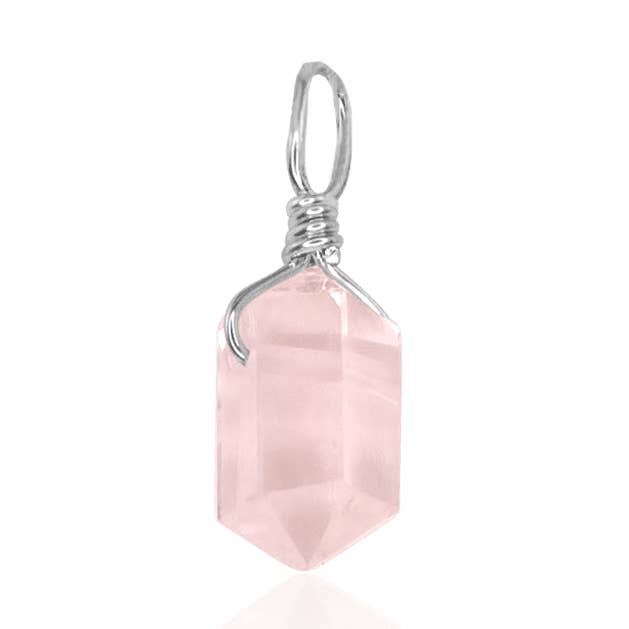 Rose Quartz Mini Double Terminated Crystal Point Pendant for wholesale by Luna Tide