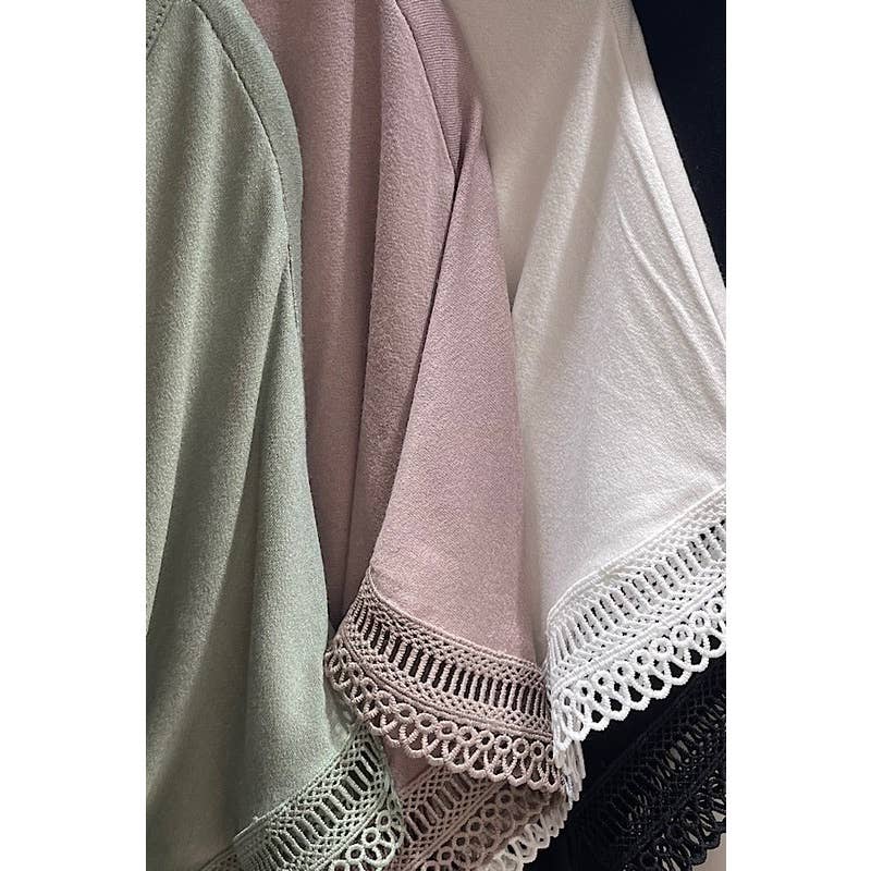 Curve Market - Wholesale Knit Top - Women's - PLUS SIZE CROCHET TRIM SHORT SLEEVE TEE1