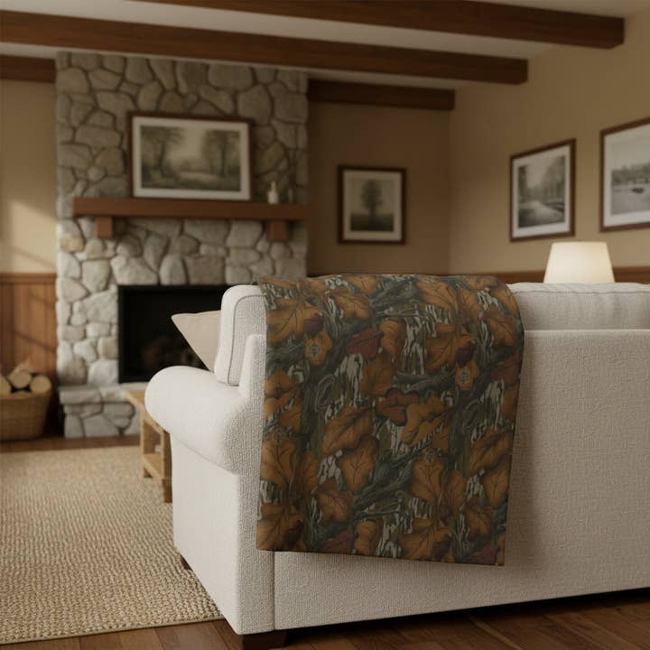 Fall Foliage Camouflage Fleece Throw Blanket (Two size Options) for wholesale by Grassy Creek Designs