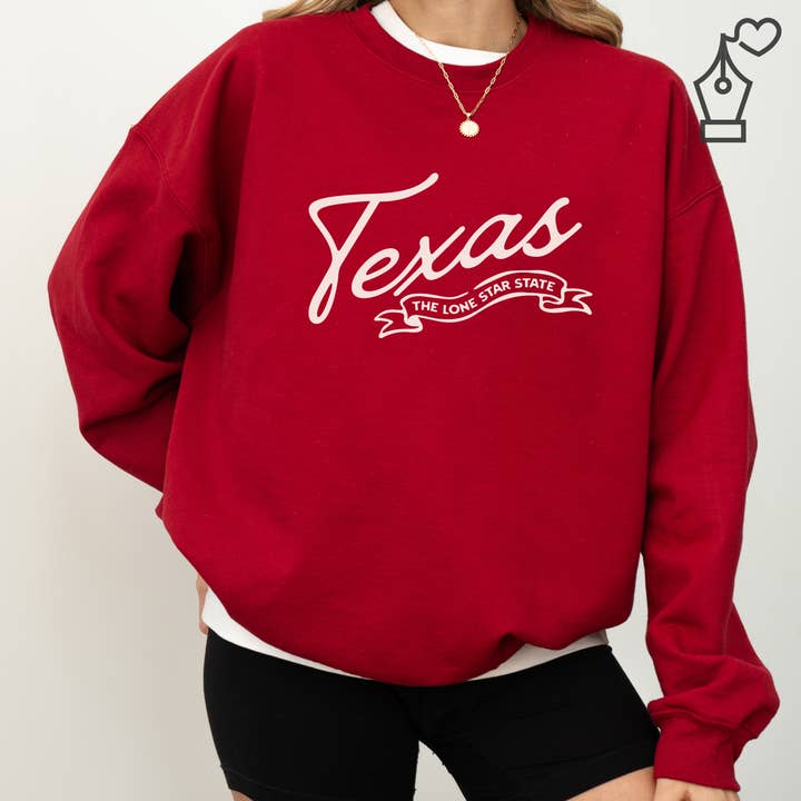 KylieBeth Designs - Wholesale Graphic Sweatshirt - Women's - Texas Crewneck Sweatshirt, Texas State Pride