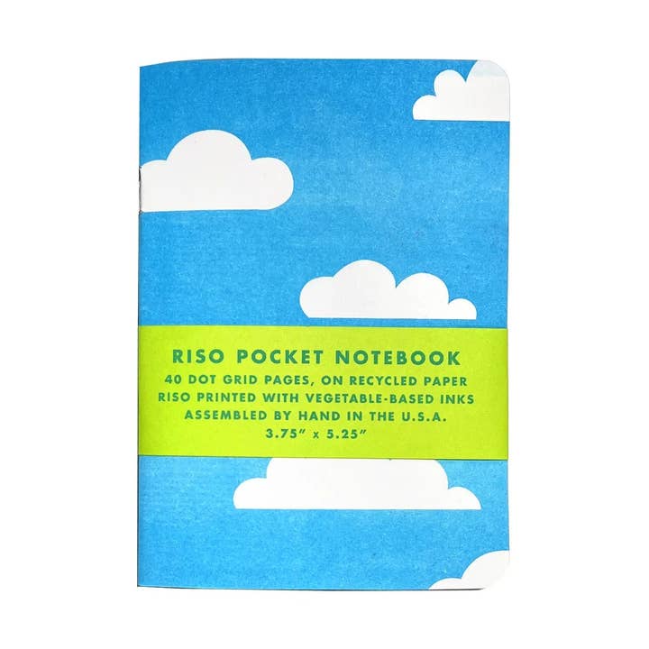 Risograph Pocket Notebook - Clouds for wholesale by Next Chapter Studio