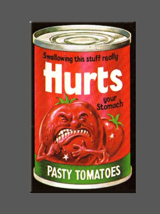 WACKY PACKAGES, Hurts Tomatoes, Magnet, Button, Wacky Packs for wholesale by Ba Ba Buttons