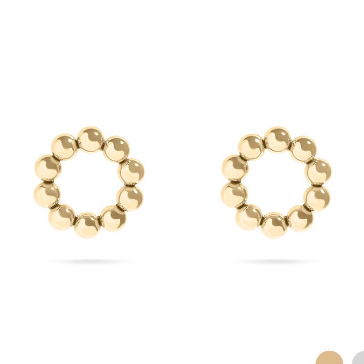 15mm 18K Gold PVD Stainless Steel Circle Ball Stud Earrings for wholesale by WJW