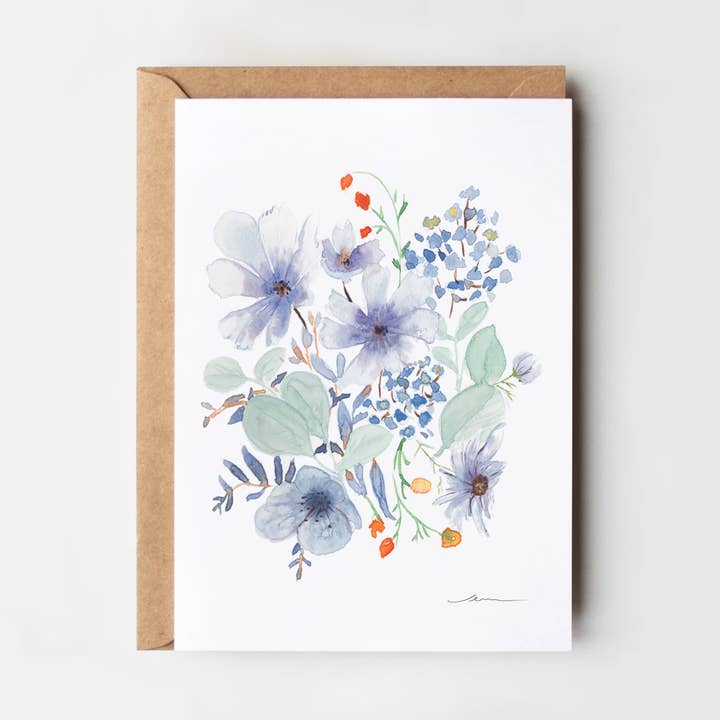 Blue Floral Greeting Card for wholesale by Creative Leaf