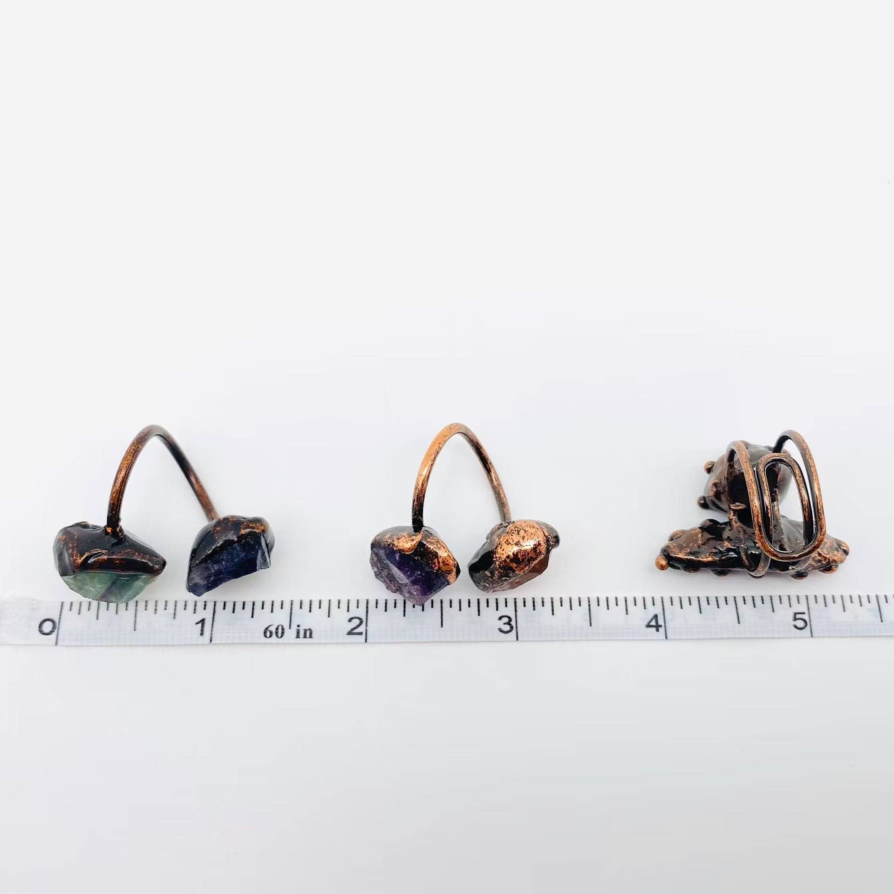 Mio Queena - Wholesale Cocktail/Statement Ring - Natural Stone Irregular Fluorite Crystal Adjustable Ring -CS4