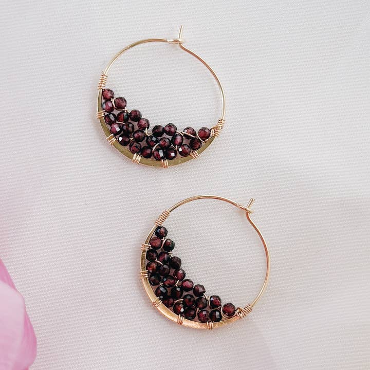 Aros de granate brillantes rellenos de oro para venta al por mayor de Lovanju