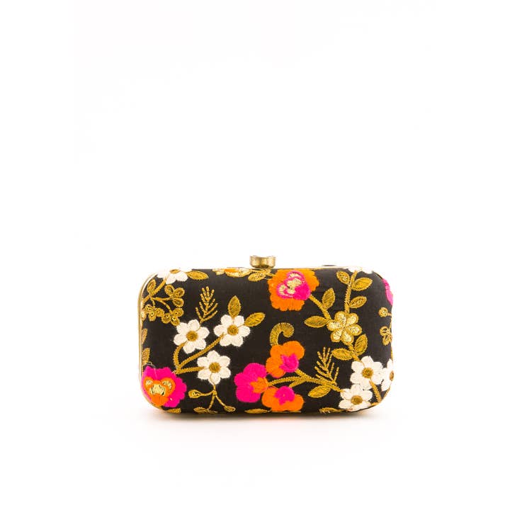 Magazine Clothing - Wholesale Clutch Bag - Women's - Black Floral Silk Clutch 2