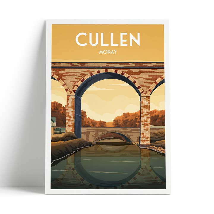 Printagonist – wholesale Art print – Cullen Viaduct Print - Moray - Scottish Travel Poster0