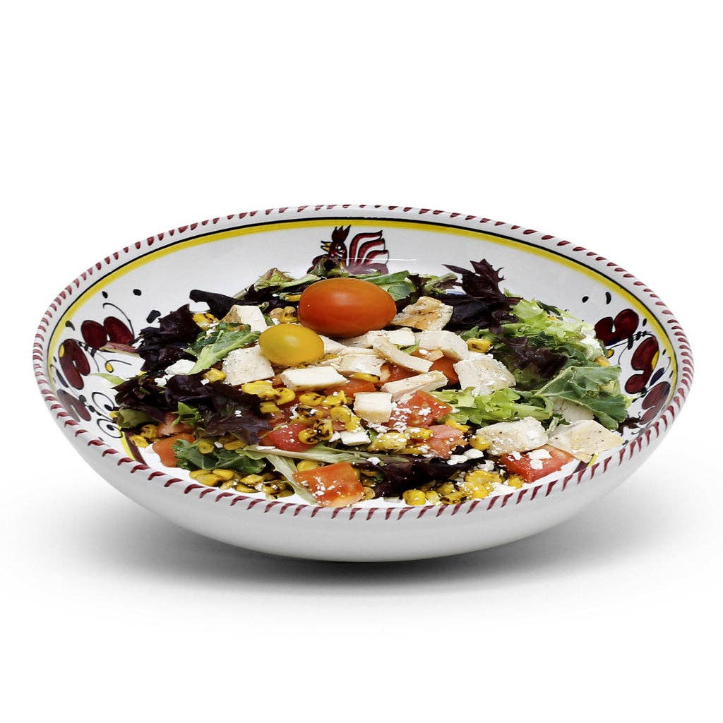 Artistica - Deruta of Italy - Wholesale Bowl - ORVIETO RED ROOSTER: Risotto/Pasta/Cioppino round shallow coupe bowl2