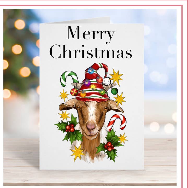 Goat Christmas Card for wholesale by Asher Rose
