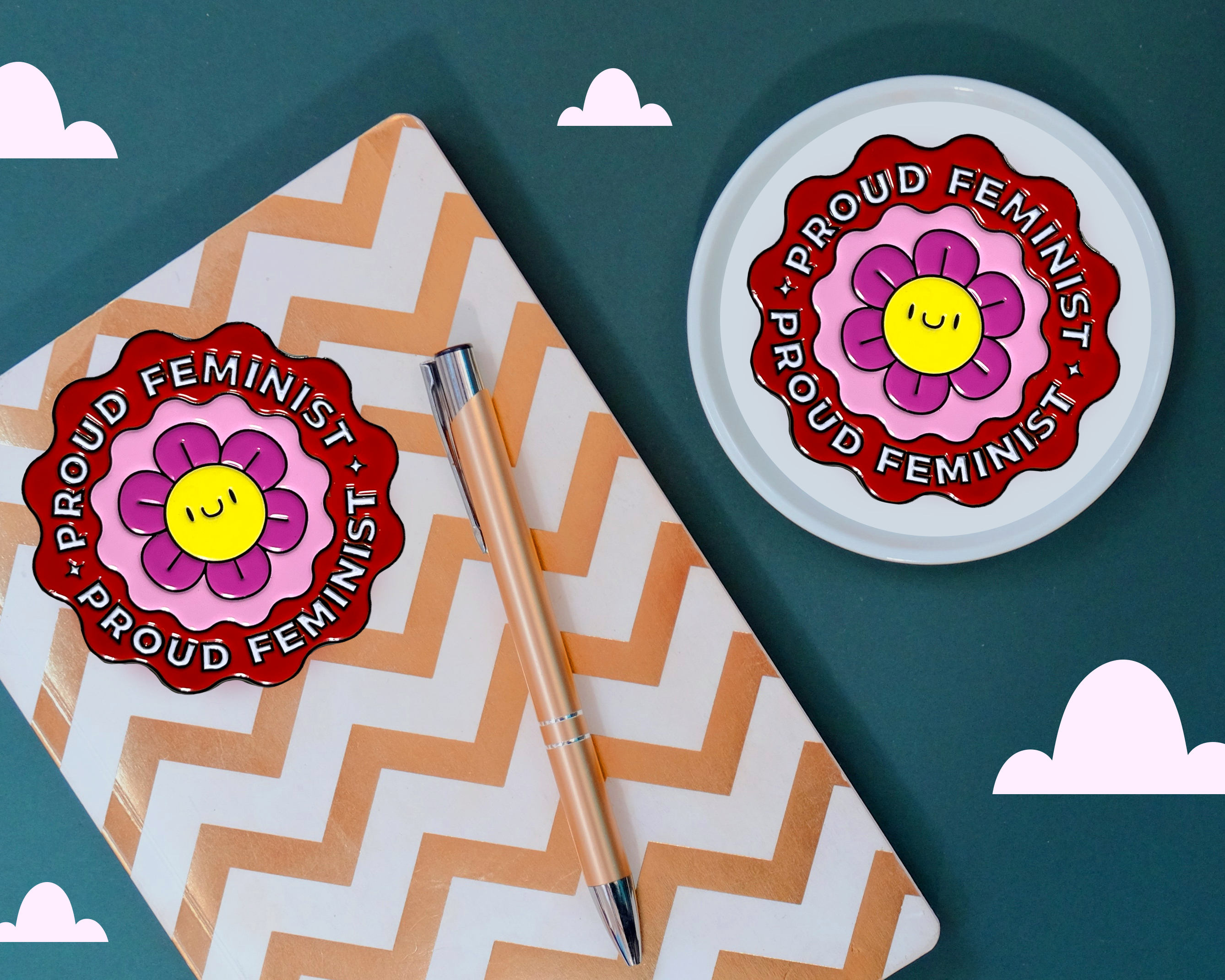 Neha Lee Designs - Wholesale Lapel Pin/Button - Kawaii proud feminist enamel pin3