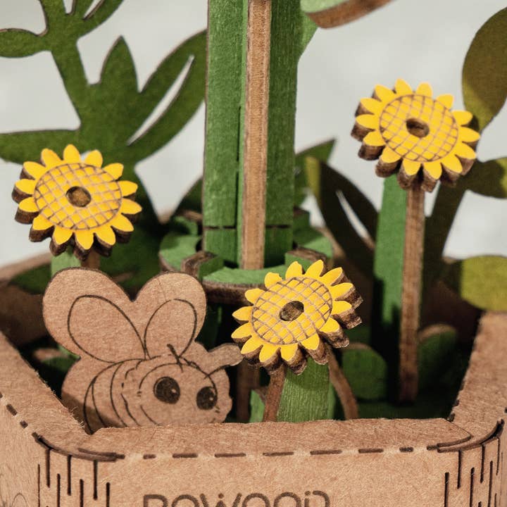 Robotime - Wholesale DIY Craft Kit - TW011 Sunflower Robotime Rowood DIY Wooden Flower 3D Puzzles