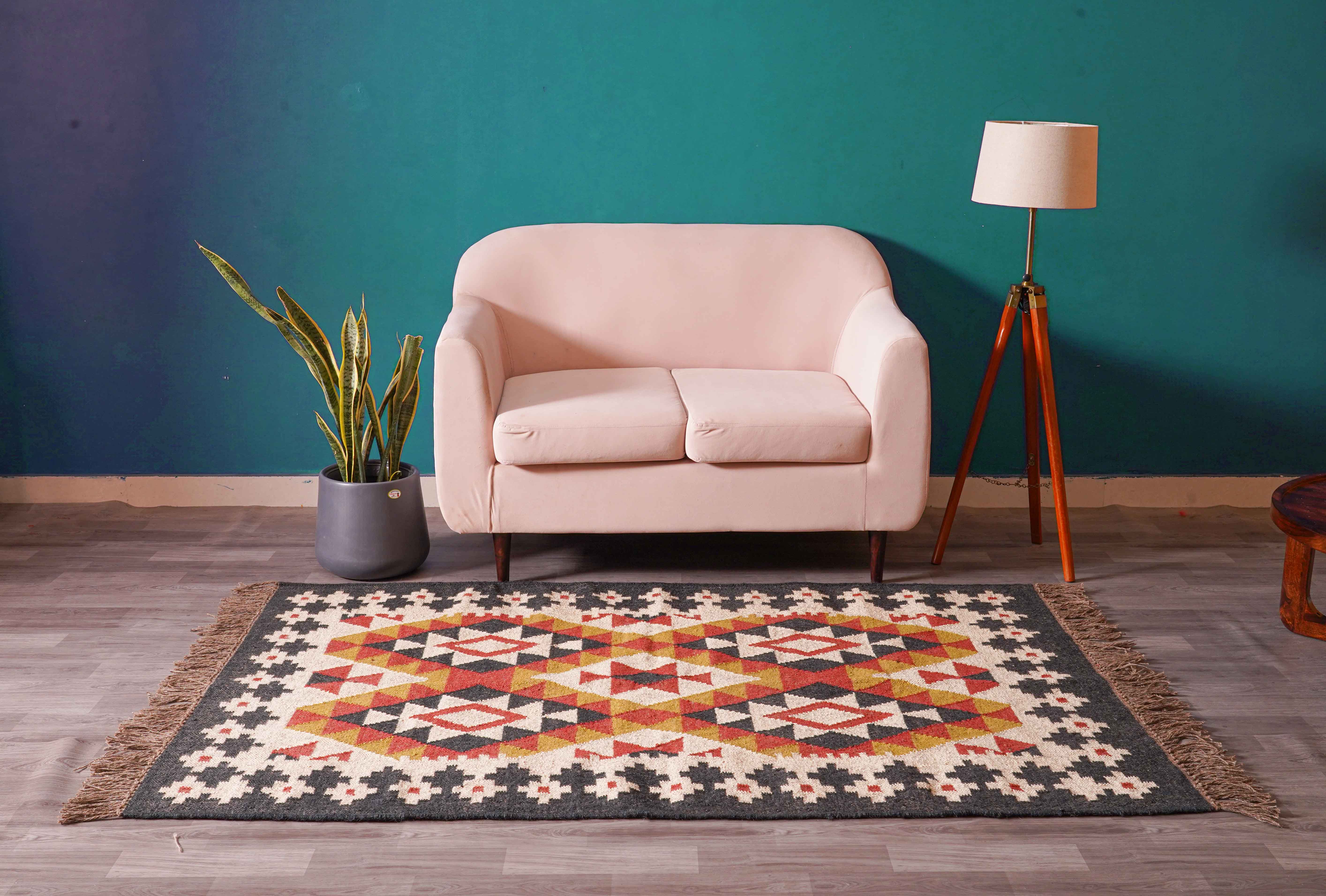 Chouhan Rugs - Wholesale Area Rug - Indian Village Art Hand Woven Wool Jute Kilim Decor Jute Rug1