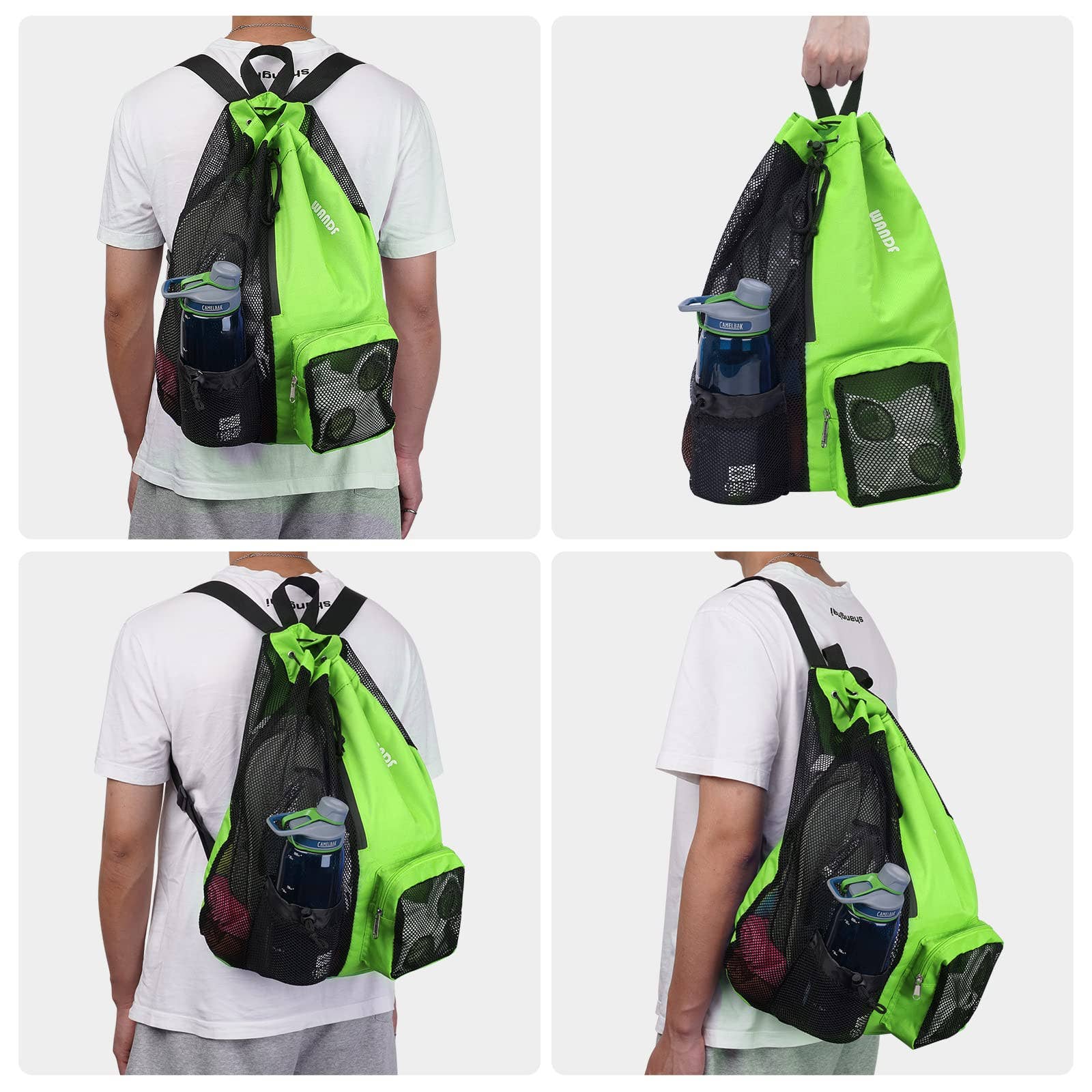 wandf - Wholesale Beach Bag - WANDF Mesh Drawstring Backpack with Wet Pocket Beach Bag33