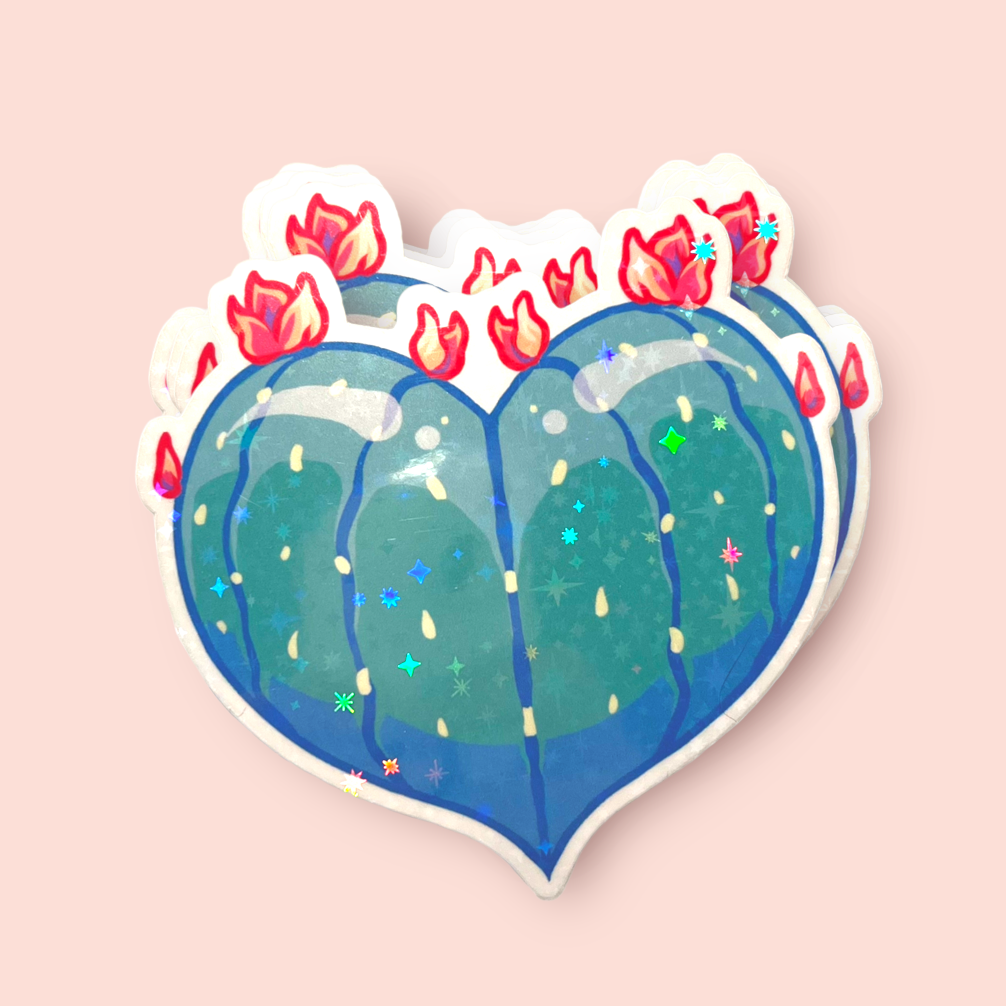 Mexikawaii - Wholesale Sticker - Heart Nopal Cactus Sticker1