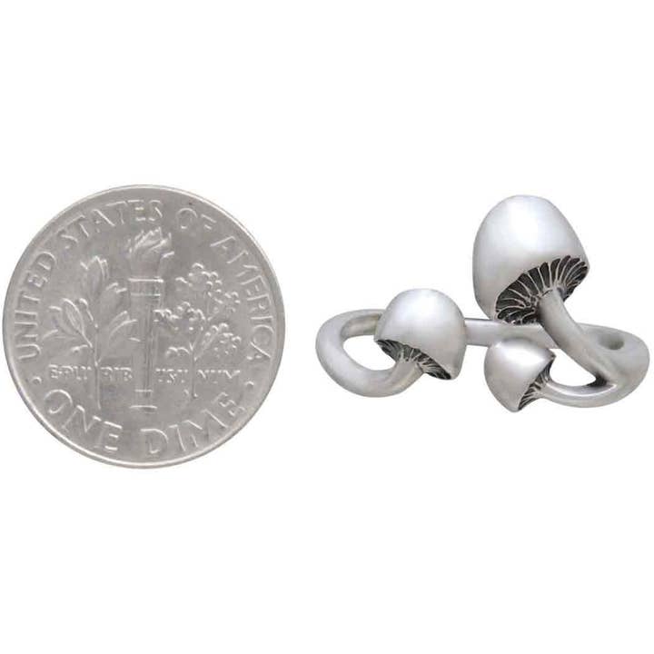 Nina Designs - Wholesale Band/Stacked Ring - Sterling Silver or Bronze Adjustable Three Mushroom Ring