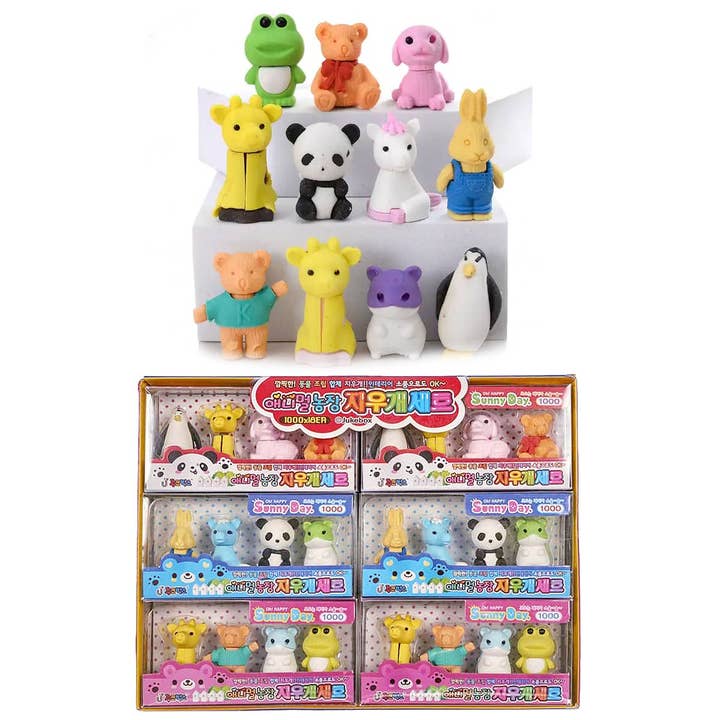 ASSORTED 4-count Mini Animal Pals Eraser - 12 Pcs for wholesale on Faire