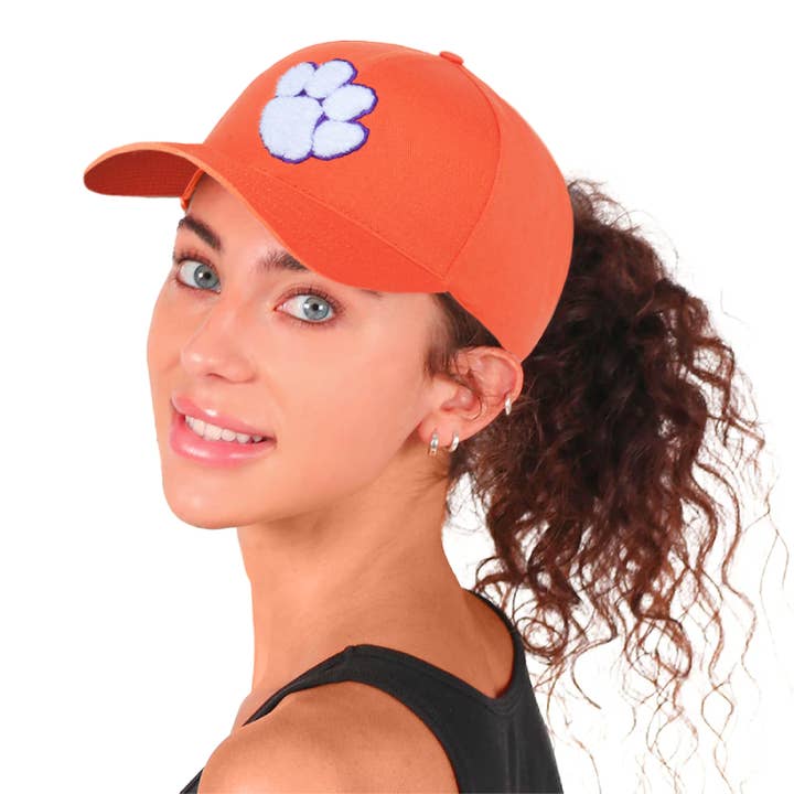 Chapéu Oficialmente Licenciado da Clemson "Paw Print" Ponyflo por atacado de David And Young