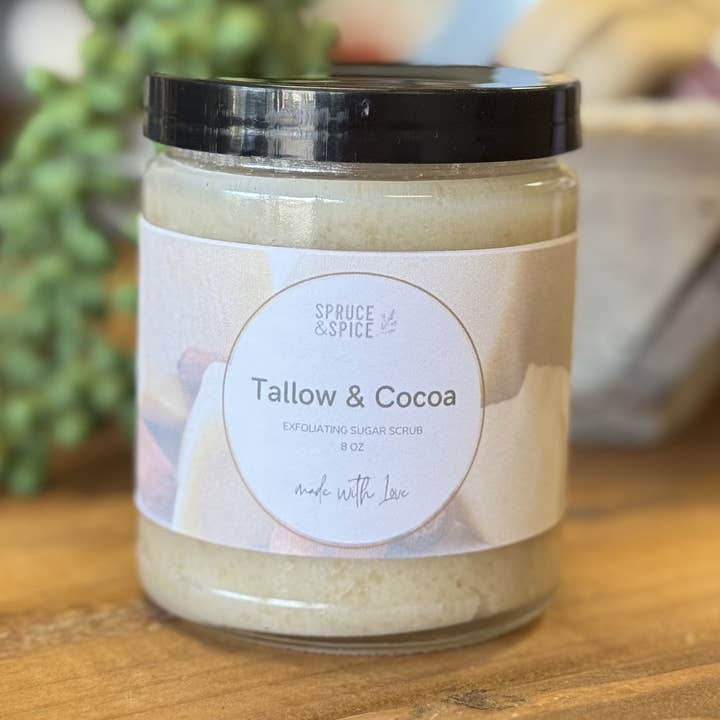 Tallow and Cocoa Butter Sugar Scrub | Tallow Scrub | Exfoliating Scrub | Luxury Scrub | Moisturizing | Smooth Skin for wholesale by Spruce and Spice