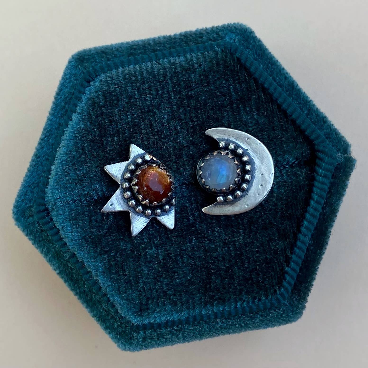 Blue and Blue - Wholesale Stud/Post Earrings - Sun and Moon Studs3