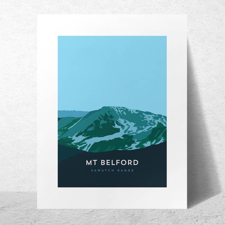 Mount Belford Colorado 14er Poster, Framed Art Print for wholesale by Hinterland Outdoors
