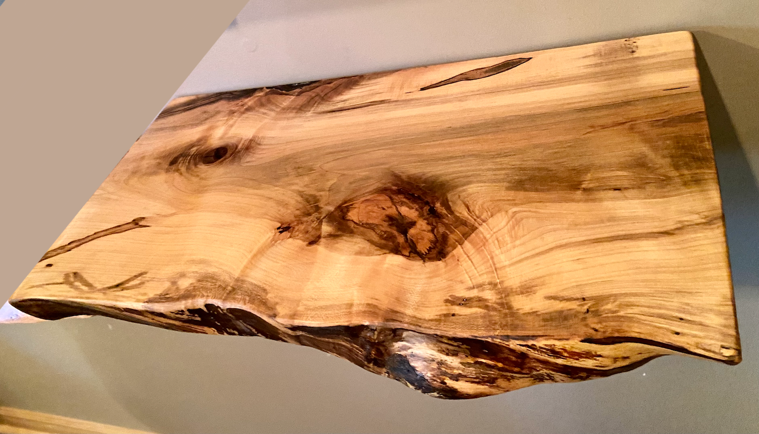 Steel Oak - Wholesale Wall Mounted Shelf - Live Edge Spalted Maple, Ambrosia Maple Wood Floating Shelf11