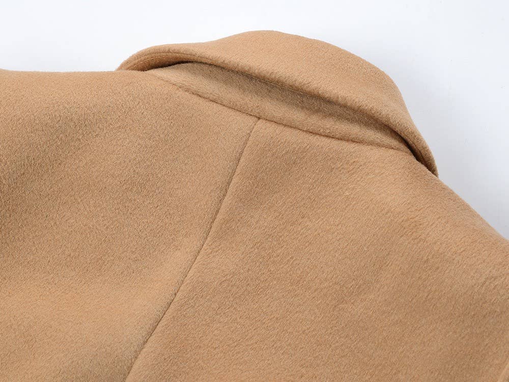 Color as pictures CT105Y Refined Wool Coat with Chain Belt for Cold Seasons for wholesale on Faire7