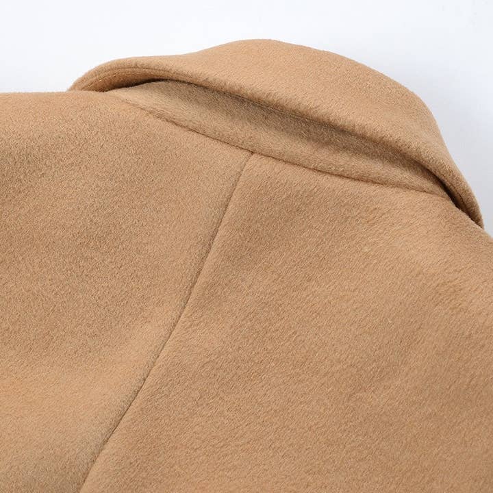 Color as pictures CT105Y Refined Wool Coat with Chain Belt for Cold Seasons for wholesale on Faire7