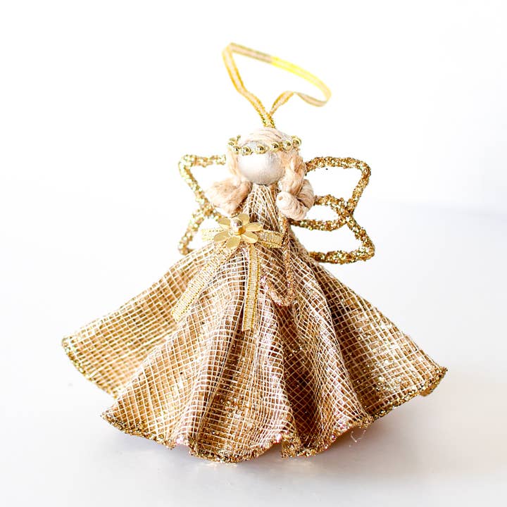 3.5" Winged Sinamay Net Angel Ornament for wholesale by Dekorasyon Gifts Decor