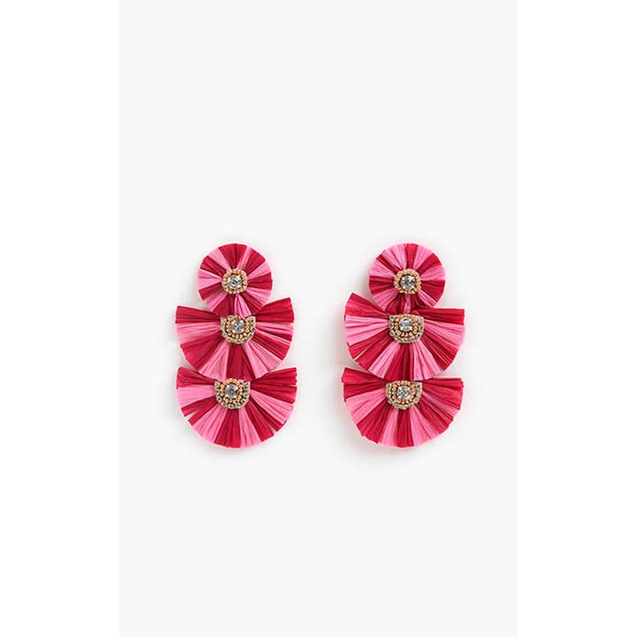 America & Beyond - Wholesale Dangle Earrings - Pink Raffia Earrings