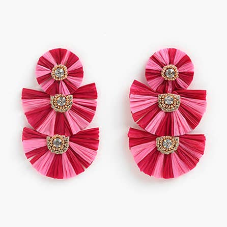 America & Beyond - Vente Boucles d'oreilles pendantes - Boucles d'oreilles en raphia rose0