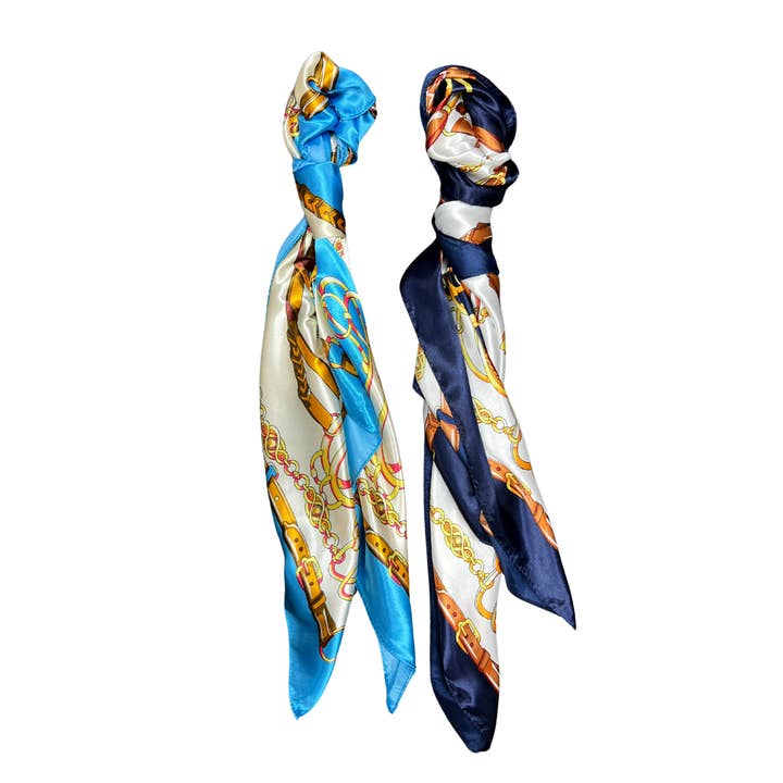 Lili Scarves – wholesale Scarf – Women's – Belted Chain Pattern Silk Touch Square Scarf5
