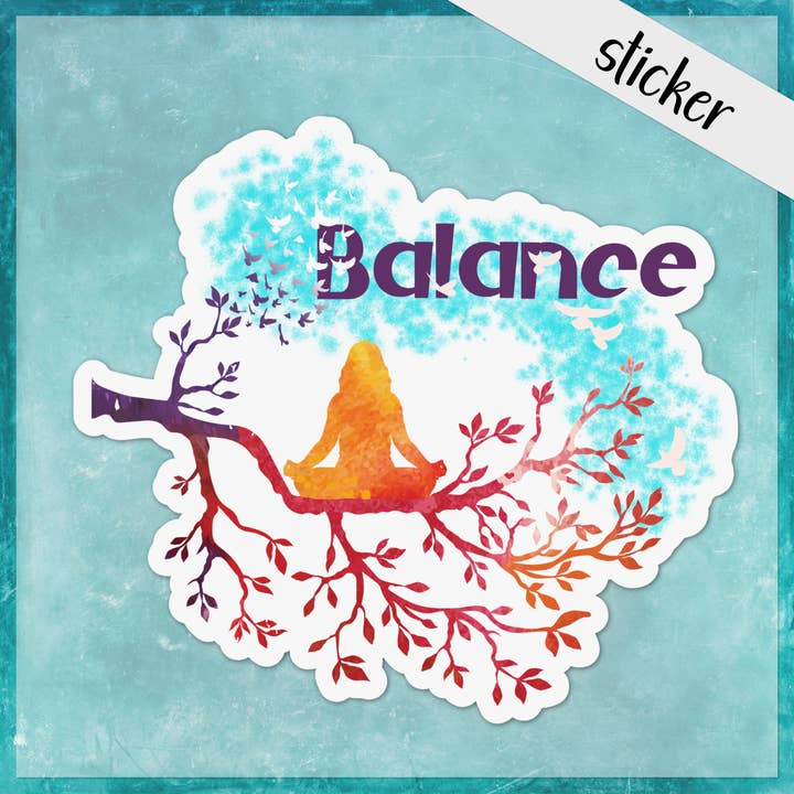 Balance Tree of Life Sticker, Yoga Meditation Mental Health for wholesale by CandiMaker