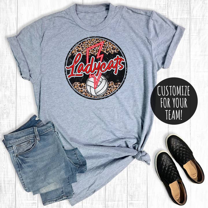 Custom Lightning Volleyball Neon Circle Graphic Tee for wholesale by The Way Down South
