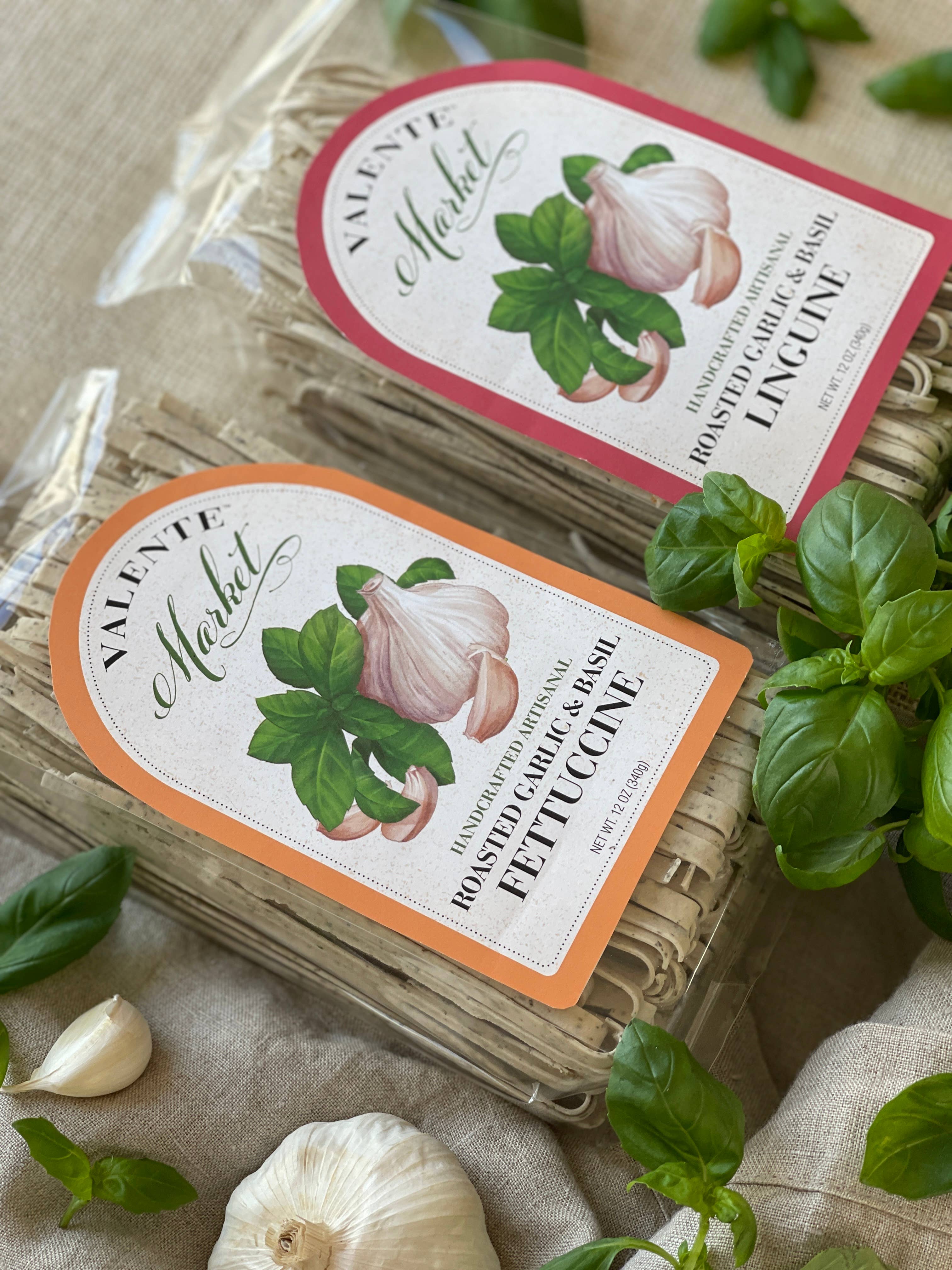 Valente Pasta - Wholesale Pasta - Roasted Garlic and Basil Fettuccine / Dry Specialty Pasta6
