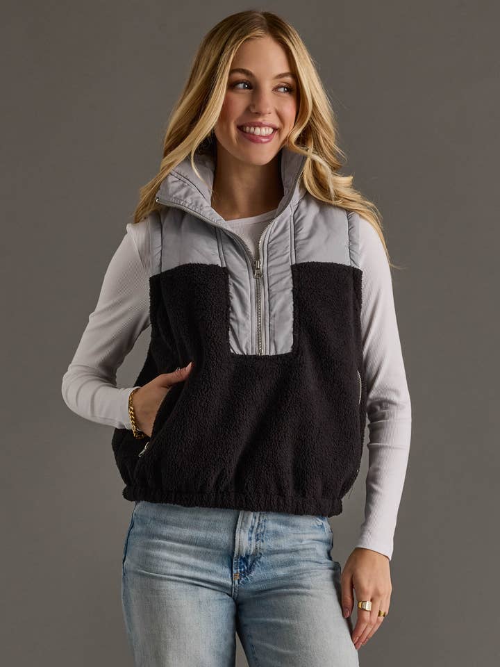 Panache Apparel Co. - Wholesale Outerwear Vest - Women's - Lt. Gray & Black Vest